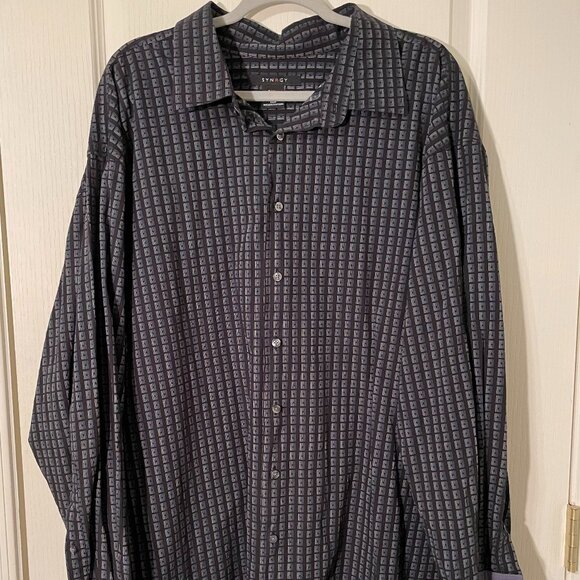 SYNRGY Men’s 4XL Big & Tall Dress Shirt - 100% Cotton - Geometric Micro-Print - Picture 3 of 9